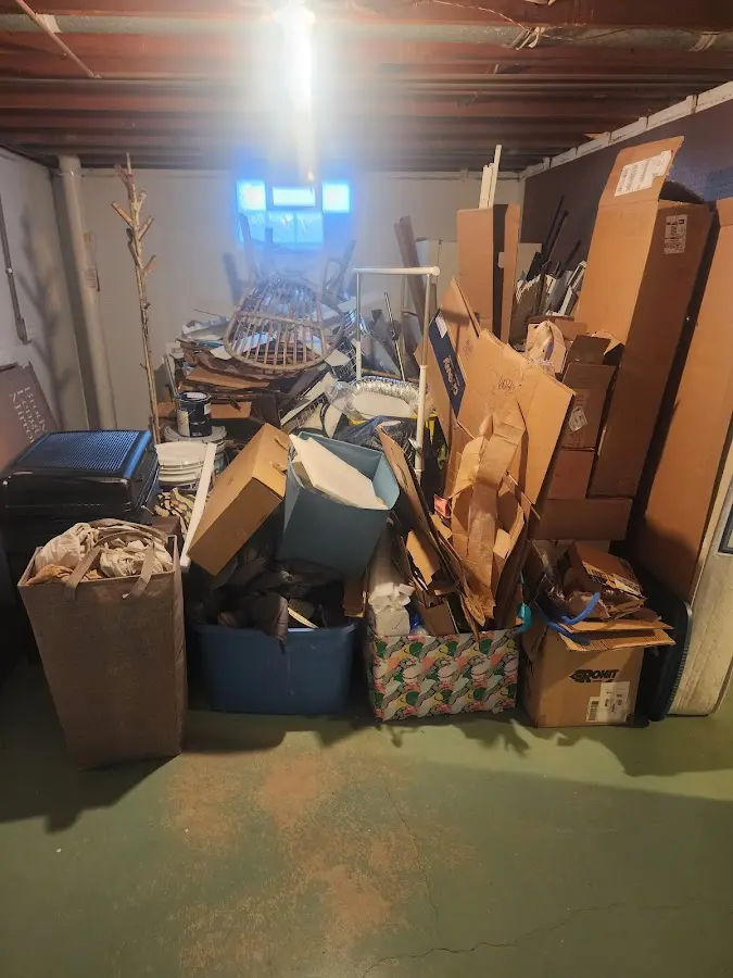 Roll-off dumpster container at job site for 8 Yard Dumpster Rental in Oak Creek